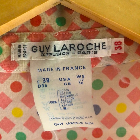 Vintage Guy Laroche 2 piece blouse. Delightful, playful pattern, 100% Cotton. - Picture 6 of 15